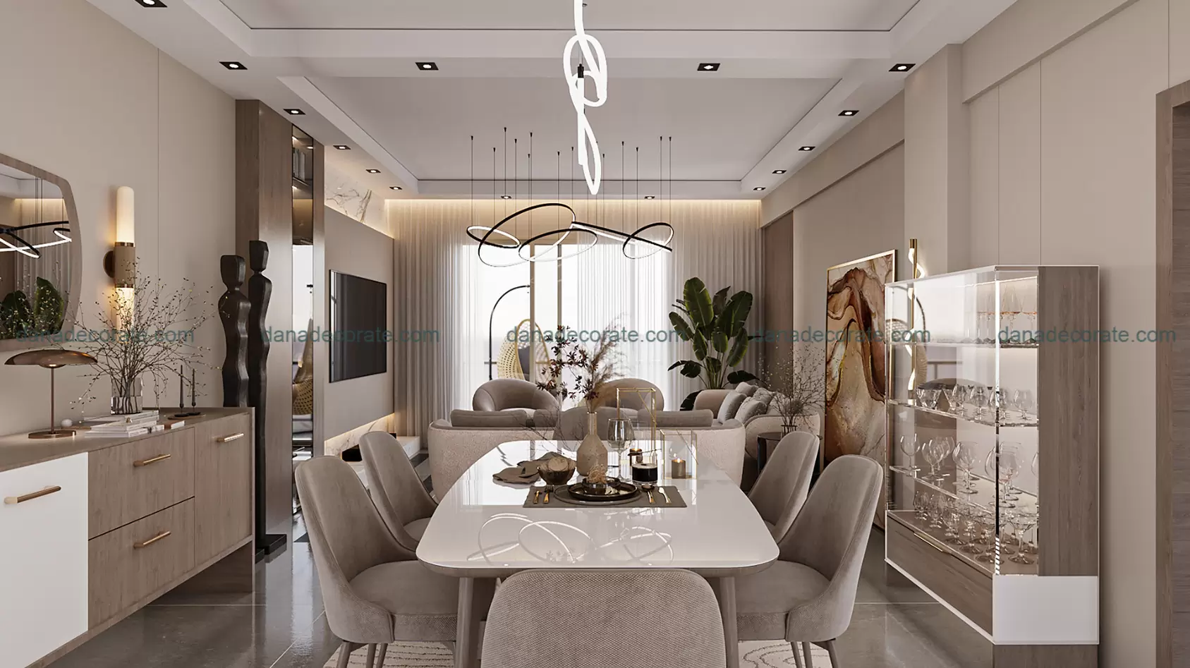 Thiết kế thi công nội thất phòng khách căn hộ hiện đại tại Đà Nẵng