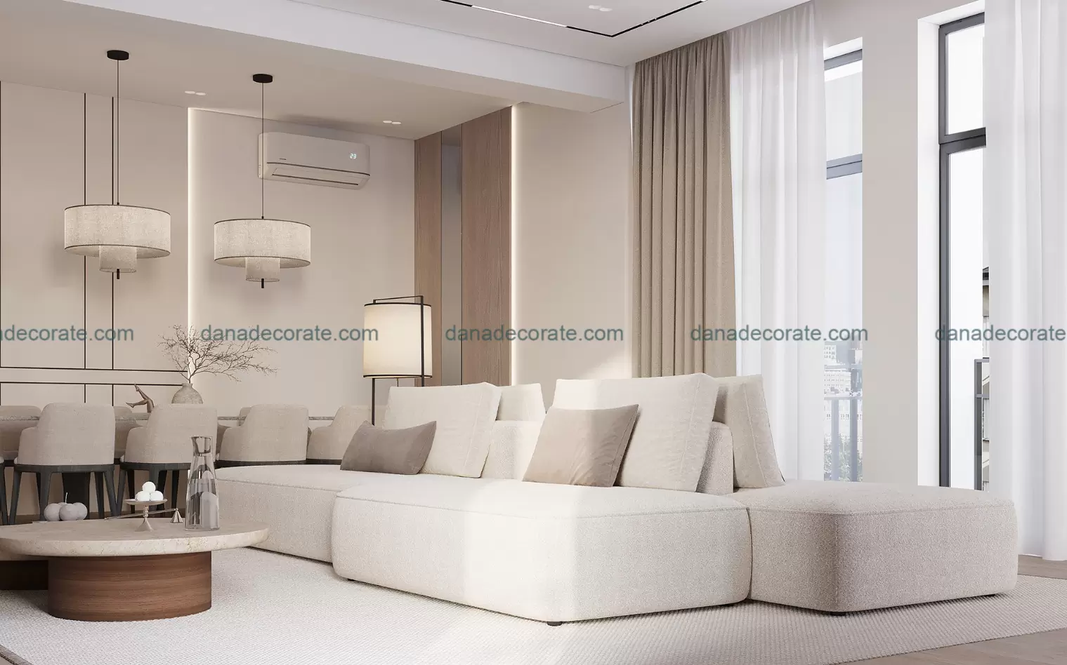 Thiết kế thi công nội thất phòng khách căn hộ tại Đà Nẵng