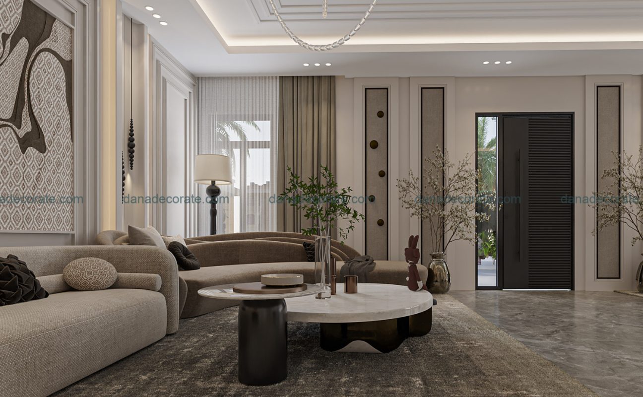 Thiết kế thi công nội thất phòng khách hiện đại sang trọng
